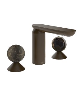 Gessi Perle Bateria umywalkowa 3-otworowa bez korka dark bronze/emperador dark marble/murano sfaccettato 74125.845