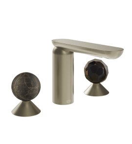 Gessi Perle Bateria umywalkowa 3-otworowa bez korka finox brushed nickel/emperador dark marble/murano sfaccettato 74125.149