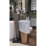 Galatea Design Lithos umywalka wolnostojąca przyścienna 45 cm Stone / Brushed Rose Gold GDSS01RG