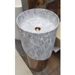 Galatea Design Lithos umywalka wolnostojąca przyścienna 45 cm Stone / Brushed Rose Gold GDSS01RG