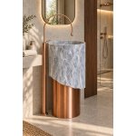 Galatea Design Lithos umywalka wolnostojąca przyścienna 45 cm Stone / Brushed Rose Gold GDSS01RG