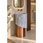 Galatea Design Lithos umywalka wolnostojąca przyścienna 45 cm Stone / Brushed Rose Gold GDSS01RG