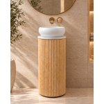 Galatea Design Riva – okrągła szafka łazienkowa ryflowana z blatem i umywalką, Oak Dąb Jasny  GDMYNWM1O W MAGAZYNIE
