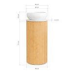 Galatea Design Riva – okrągła szafka łazienkowa ryflowana z blatem i umywalką, Oak Dąb Jasny  GDMYNWM1O W MAGAZYNIE