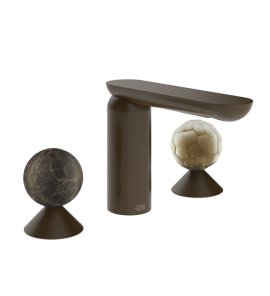 Gessi Perle Bateria umywalkowa 3-otworowa bez korka dark bronze/emperador dark marble/murano battuto 74145.845