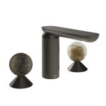Gessi Perle Bateria umywalkowa 3-otworowa bez korka black metal brushed pvd/emperador dark marble/murano battuto 74145.707