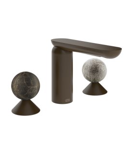 Gessi Perle Bateria umywalkowa 3-otworowa bez korka dark bronze/emperador dark marble/murano pulegoso 74165.845