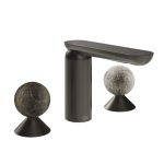 Gessi Perle Bateria umywalkowa 3-otworowa bez korka black metal brushed pvd/emperador dark marble/murano pulegoso 74165.707