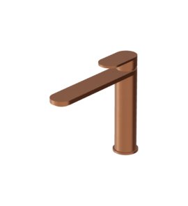 Zucchetti Octo X Bateria umywalkowa jednootworowa z wydłużoną wylewką bez korka Brushed Copper PVD ZOX566.XP91