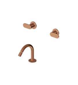 Zucchetti Octo X Bateria bidetowa podtynkowa z wylewką stojącą bez korka Brushed Copper PVD ZOX5737.XP91