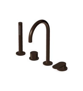 Zucchetti Octo X Bateria wannowa 4-otworowa z wyciąganą słuchawką Brushed Chocolate PVD ZOX508.XP21