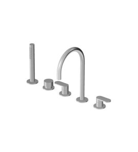 Zucchetti Octo X Bateria wannowa 5-otworowa z wyciąganą słuchawką Brushed stainless Steel ZOX5511.X