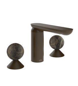 Gessi Perle Bateria umywalkowa 3-otworowa bez korka dark bronze/emperador dark marble 74115.845