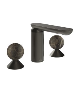Gessi Perle Bateria umywalkowa 3-otworowa bez korka black metal brushed pvd/emperador dark marble 74115.707
