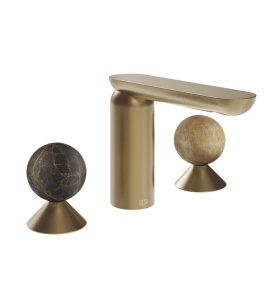 Gessi Perle Bateria umywalkowa 3-otworowa bez korka warm bronze brushed pvd/emperador dark marble/onyx cola 74135.726
