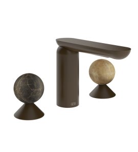 Gessi Perle Bateria umywalkowa 3-otworowa bez korka dark bronze/emperador dark marble/onyx cola 74135.845