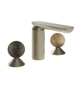 Gessi Perle Bateria umywalkowa 3-otworowa bez korka finox brushed nickel/emperador dark marble/onyx cola 74135.149