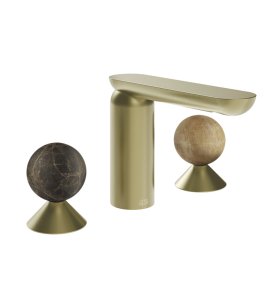 Gessi Perle Bateria umywalkowa 3-otworowa bez korka brass brushed pvd/emperador dark marble/onyx cola 74135.727