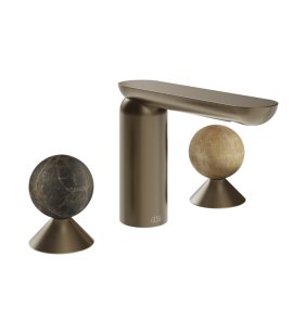 Gessi Perle Bateria umywalkowa 3-otworowa bez korka coffee bronze brushed pvd/emperador dark marble/onyx cola 74135.761