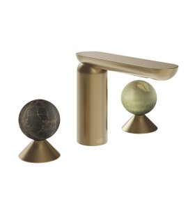 Gessi Perle Bateria umywalkowa 3-otworowa bez korka warm bronze brushed pvd/emperador dark marble/onyx green 74155.726