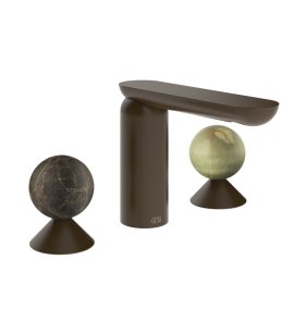 Gessi Perle Bateria umywalkowa 3-otworowa bez korka dark bronze/emperador dark marble/onyx green 74155.845