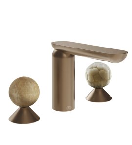 Gessi Perle Bateria umywalkowa 3-otworowa bez korka copper brushed pvd/onyx cola/murano battuto 74345.708