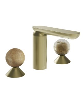 Gessi Perle Bateria umywalkowa 3-otworowa bez korka brass brushed pvd/onyx cola/murano battuto 74345.727