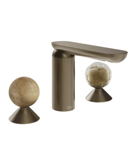 Gessi Perle Bateria umywalkowa 3-otworowa bez korka coffee bronze brushed pvd/onyx cola/murano battuto 74345.761