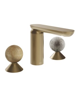 Gessi Perle Bateria umywalkowa 3-otworowa bez korka warm bronze brushed pvd/onyx cola/murano pulegoso 74365.726