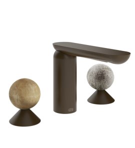 Gessi Perle Bateria umywalkowa 3-otworowa bez korka dark bronze/onyx cola/murano pulegoso 74365.845