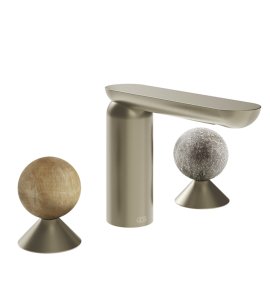 Gessi Perle Bateria umywalkowa 3-otworowa bez korka finox brushed nickel/onyx cola/murano pulegoso 74365.149