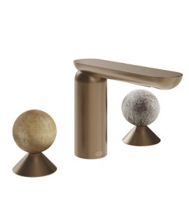 Gessi Perle Bateria umywalkowa 3-otworowa bez korka copper brushed pvd/onyx cola/murano pulegoso 74365.708