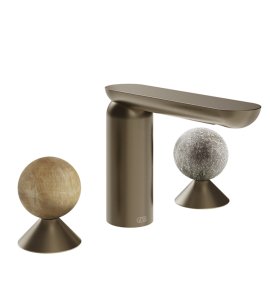 Gessi Perle Bateria umywalkowa 3-otworowa bez korka coffee bronze brushed pvd/onyx cola/murano pulegoso 74365.761