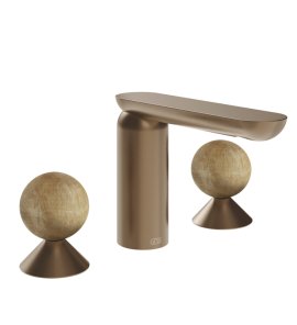 Gessi Perle Bateria umywalkowa 3-otworowa bez korka copper brushed pvd/onyx cola 74335.708