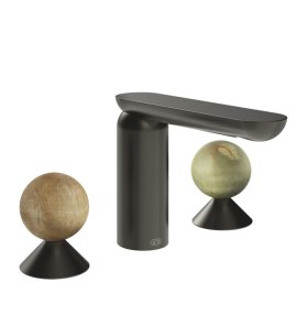 Gessi Perle Bateria umywalkowa 3-otworowa bez korka black metal brushed pvd/onyx cola/onyx green 74335.707