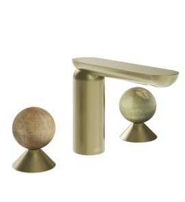 Gessi Perle Bateria umywalkowa 3-otworowa bez korka brass brushed pvd/onyx cola/onyx green 74335.727