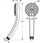 Ideal Standard Ideal Rain Słuchawka prysznicowa S trzyfunkcyjna 80 mm chrom B9401AA