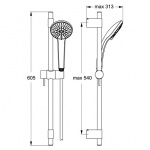Ideal Standard Ideal Rain Pro Zestaw natryskowy ze słuchawką trzyofunkcyjną na drążku M 60 cm chrom B9834AA
