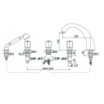 Bongio Fleur Blanc bateria wannowa 5-otworowa z prysznicem 11531/D