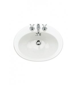 Gentry Home Belgrvia Umywalka wpuszczana w blat z otworem na baterię 53x46 cm Biała 2514
