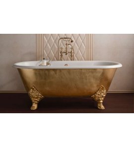 Gentry Home Carlton Wanna wolnostojąca żeliwna 178x80 cm z nogami Biała/Złoto 9141