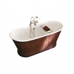 Gentry Home York Wanna żeliwna wolnostojąca 170x68 cm Biała/Brązowa skóra 9190