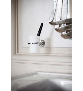 Gentry Home Queen Kubek ceramiczny na szczoteczki z uchwytem ściennym Chrom/Biały 10205