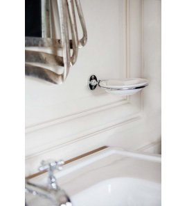 Gentry Home Queen Mydelniczka ceramiczna z uchwytem ściennym Chrom/Biały 10200