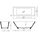 Marmorin Tebe III Wanna wolnostojąca 180x73x60 cm Biały P_W_082_05_1800 
