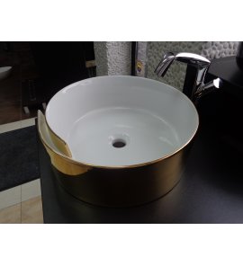 Flaminia Roll Umywalka stawiana na blat Ø 44 cm Biały/złoty RL44LOR