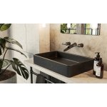 Alanad Etna Umywalka kamienna prostokątna nablatowa 610x400 mm czarny granit KUN-004CZ