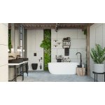 Alanad Etna Umywalka kamienna prostokątna nablatowa 610x400 mm czarny granit KUN-004CZ