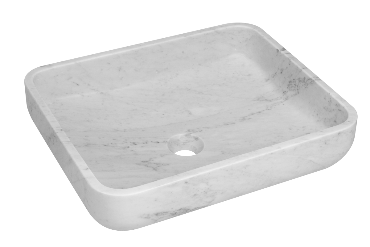 Alanad Galeras Umywalka kamienna prostokątna nablatowa 510x395 mm biały marmur KUN-005BI