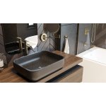 Alanad Galeras Umywalka kamienna prostokątna nablatowa 510x395 mm czarny granit KUN-005CZ